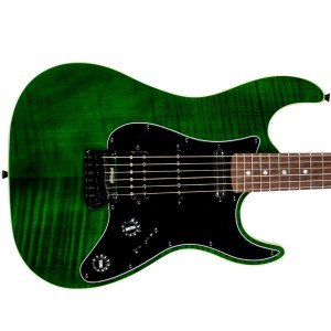 Jet Guitars JS-450 TGRR Flamed Top, Roasted Maple / Rosewood HSS - Transparent Green